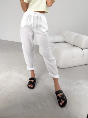 Spodnie Lniane Białe Hobi UNI ClothStore