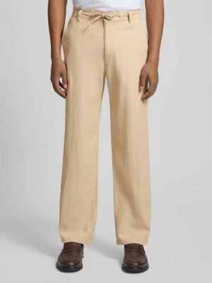 Spodnie lniane o kroju loose fit ze sznurkiem w pasie model 'BRODY' Selected Homme
