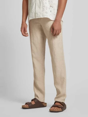 Spodnie lniane o kroju regular fit w jednolitym kolorze model ‘LOU’ Alberto