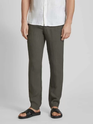 Spodnie lniane o kroju regular fit w jednolitym kolorze model ‘LOU’ Alberto