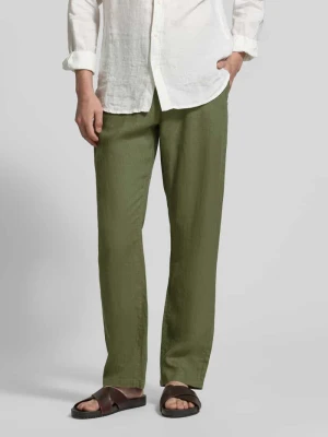 Spodnie lniane o kroju regular fit z elastycznym pasem Gant