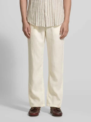 Spodnie lniane o kroju regular fit z elastycznym pasem Gant