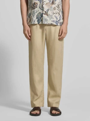 Spodnie lniane o kroju regular fit z elastycznym pasem Gant