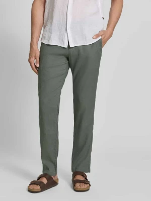 Spodnie lniane o kroju regular fit z Mieszanka lnu Model 'Sanderson-L-3' Boss Oliwkowy