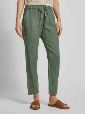 Spodnie lniane o kroju regular fit z tunelem model ‘Pa44uline’ ZABAIONE