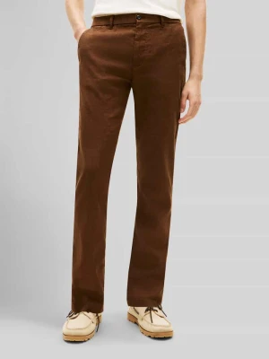 Spodnie lniane o kroju regular fit z wyhaftowanym logo model 'Denton' Tommy Hilfiger