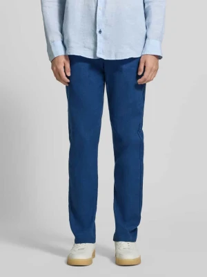 Spodnie lniane o kroju regular fit z wyhaftowanym logo model 'Denton' Tommy Hilfiger