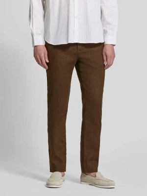Spodnie lniane o kroju regular fit z wyhaftowanym logo model 'Denton' Tommy Hilfiger