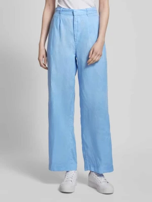 Spodnie lniane o kroju regular fit z zakładkami w pasie model ‘DENISE’ Gina Tricot