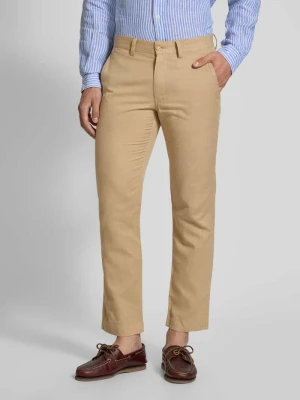Spodnie lniane o kroju regular fit z zapięciem na guzik i zamek błyskawiczny Polo Ralph Lauren