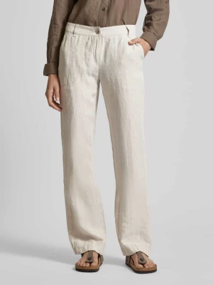 Spodnie lniane o kroju regular fit ze szlufkami na pasek model ‘NORA’ MAC