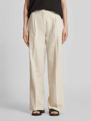 Spodnie lniane o kroju regular fit ze wzorem w cienkie prążki model ‘Jonalyn’ MSCH Copenhagen