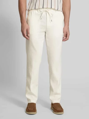 Spodnie lniane o kroju regular tapered fit z tunelem model ‘Kane’ Boss