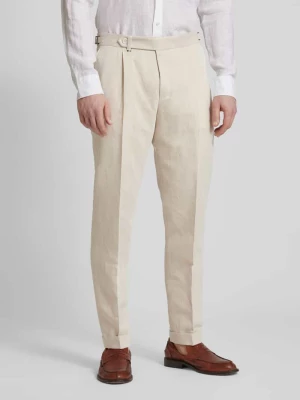 Spodnie lniane o kroju slim fit w kant model ‘Perin’ Boss