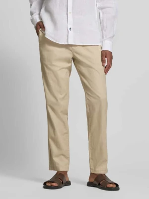 Spodnie lniane o kroju straight fit z elastycznym pasem model ‘Barton’ Matinique