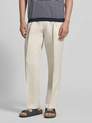 Spodnie lniane o kroju straight fit z kantami JAKE*S STUDIO MEN