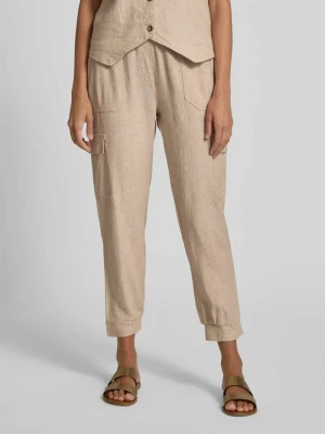 Zdjęcie produktu Spodnie lniane o kroju tapered fit z kieszeniami cargo model ‘Lava’ FREE/QUENT