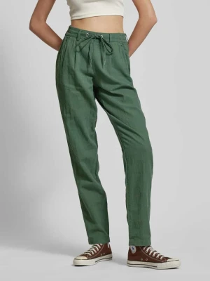 Spodnie lniane o kroju tapered fit z tunelem QS