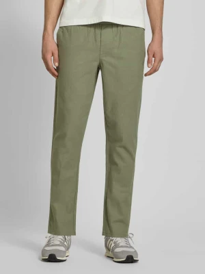 Spodnie lniane o kroju tapered z mieszanki bawełny i lnu model 'LINUS' Only & Sons Zielony