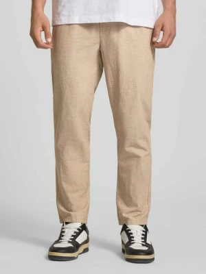 Spodnie lniane o kroju tapered z mieszanki bawełny i lnu model 'LINUS' Only & Sons