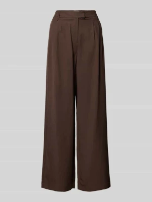 Spodnie lniane o kroju wide fit z elastycznym pasem comma