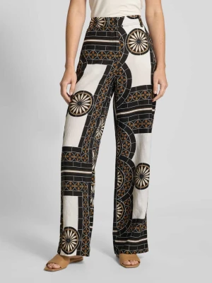 Spodnie lniane o luźnym kroju ze wzorem na całej powierzchni Marc O'Polo