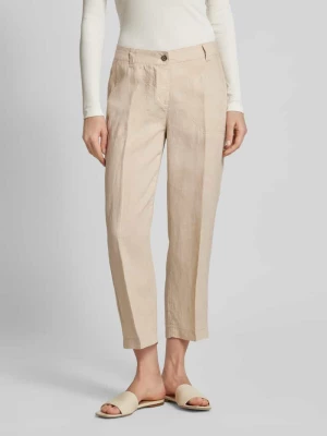 Spodnie lniane o skróconym kroju regular fit model ‘Nora’ MAC