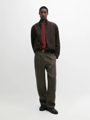 Spodnie Lniane W Jodełkę - Zielony - - Massimo Dutti - Mężczyzna