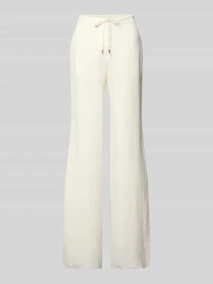 Spodnie lniane w kroju relaxed fit z nadrukiem allover model 'FONTE' Max Mara Studio