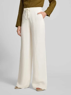 Spodnie lniane w kroju relaxed fit z nadrukiem allover model 'FONTE' Max Mara Studio