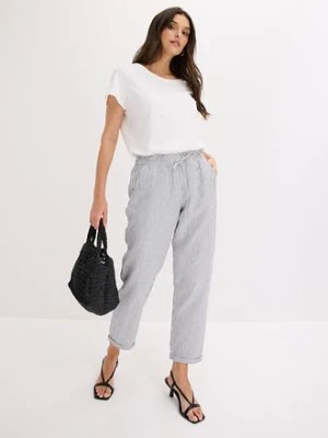 Spodnie lniane z elastyczną talią bonprix