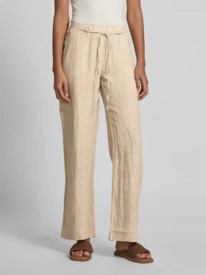 Spodnie lniane z prostą nogawką i wiązanym paskiem model ‘Chiara’ MAC