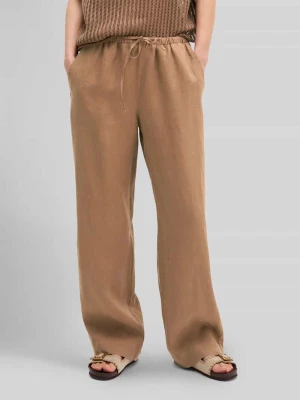 Spodnie lniane z prostymi nogawkami z tunelem Marc O'Polo