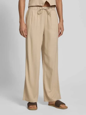 Spodnie lniane z szerokimi nogawkami z elastycznym pasem model 'GOA' Only