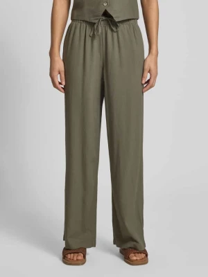 Spodnie lniane z szerokimi nogawkami z elastycznym pasem model 'GOA' Only