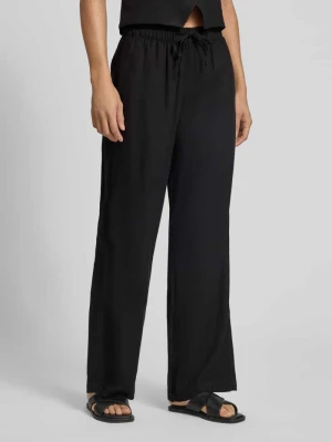 Spodnie lniane z szerokimi nogawkami z elastycznym pasem model 'GOA' Only