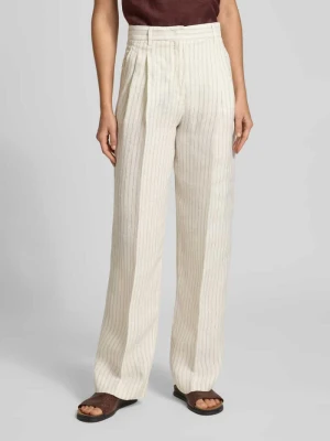 Spodnie lniane z szerokimi nogawkami z tunelem model 'PELOTA' Max Mara Studio