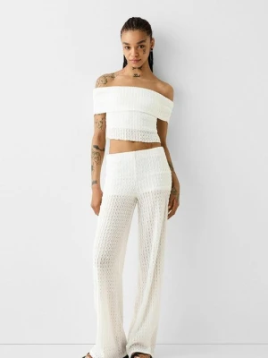 Spodnie materiałowe Bershka biały