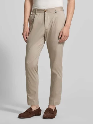 spodnie materiałowe o kroju regular fit z detalem z logo model 'Lester' JOOP! Collection