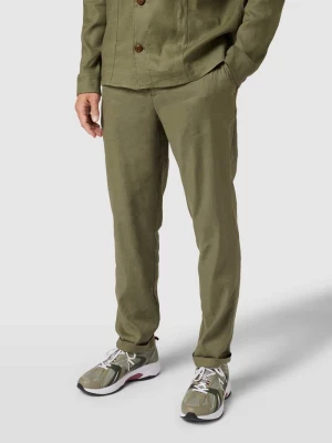 Spodnie materiałowe o kroju regular fit z tunelem model ‘Moss Green’ MOS MOSH