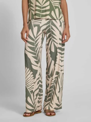 Spodnie materiałowe o kroju relaxed fit z kwiatowym nadrukiem na całej powierzchni Oui