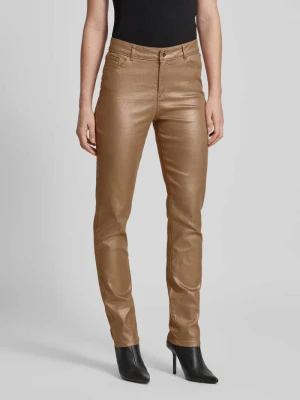 Spodnie materiałowe o kroju slim fit z 5 kieszeniami Christian Berg Złoty