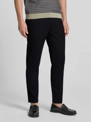 Spodnie materiałowe o kroju slim fit z dodatkiem wiskozy lindbergh Czarny