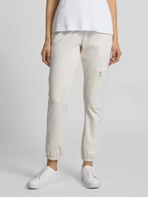 Spodnie materiałowe o kroju slim fit z kieszeniami zapinanymi na zamek błyskawiczny monari