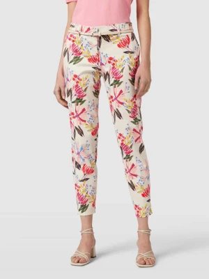 Spodnie materiałowe o kroju slim fit z kwiatowym wzorem Christian Berg Woman