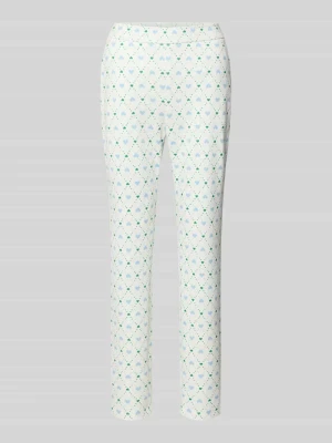 Spodnie materiałowe o kroju slim fit z nadrukiem z logo na całej powierzchni Marc Cain