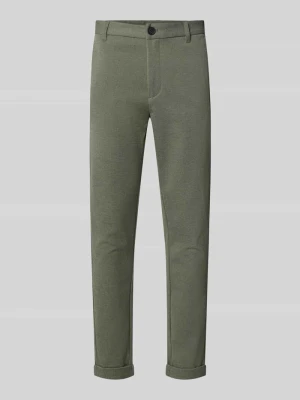 Spodnie materiałowe o kroju slim fit z podwiniętymi nogawkami lindbergh Oliwkowy
