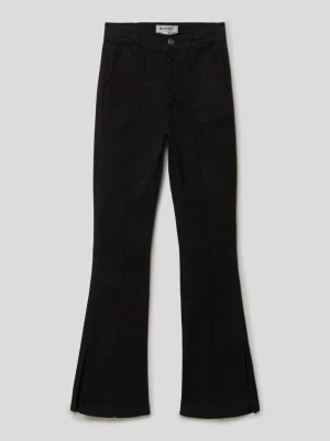 Spodnie materiałowe o kroju slim fit z rozkloszowaną nogawką i wpuszczanymi kieszeniami Blue Effect