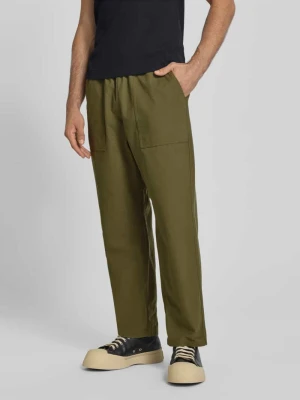 Spodnie materiałowe o kroju straight fit z bawełny Maison Kitsuné Khaki
