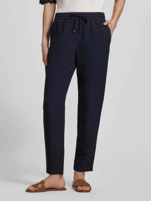 Spodnie materiałowe o kroju straight fit z mieszanki wiskozy z dodatkiem lnu Marc Cain